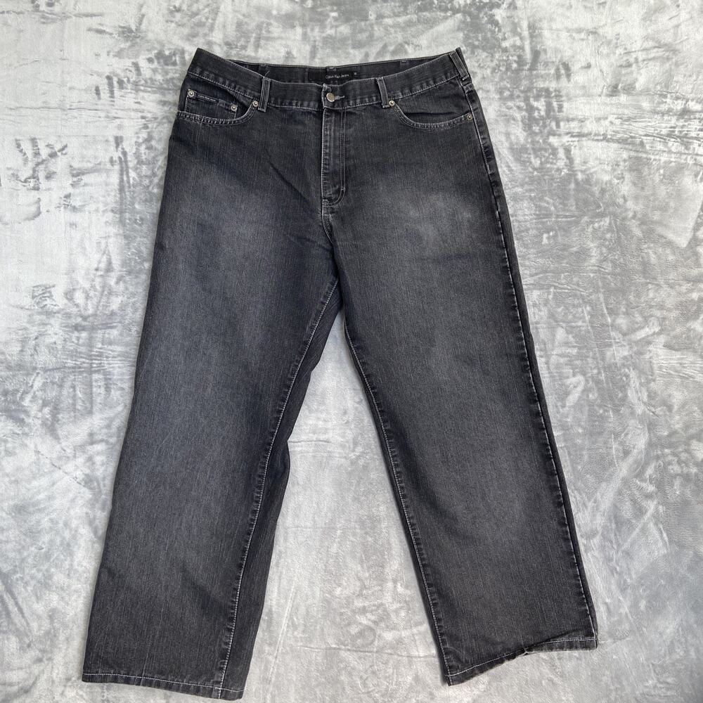Vintage Calvin‎ Klein Straight Jeans Men's Size 38x32 Black Denim